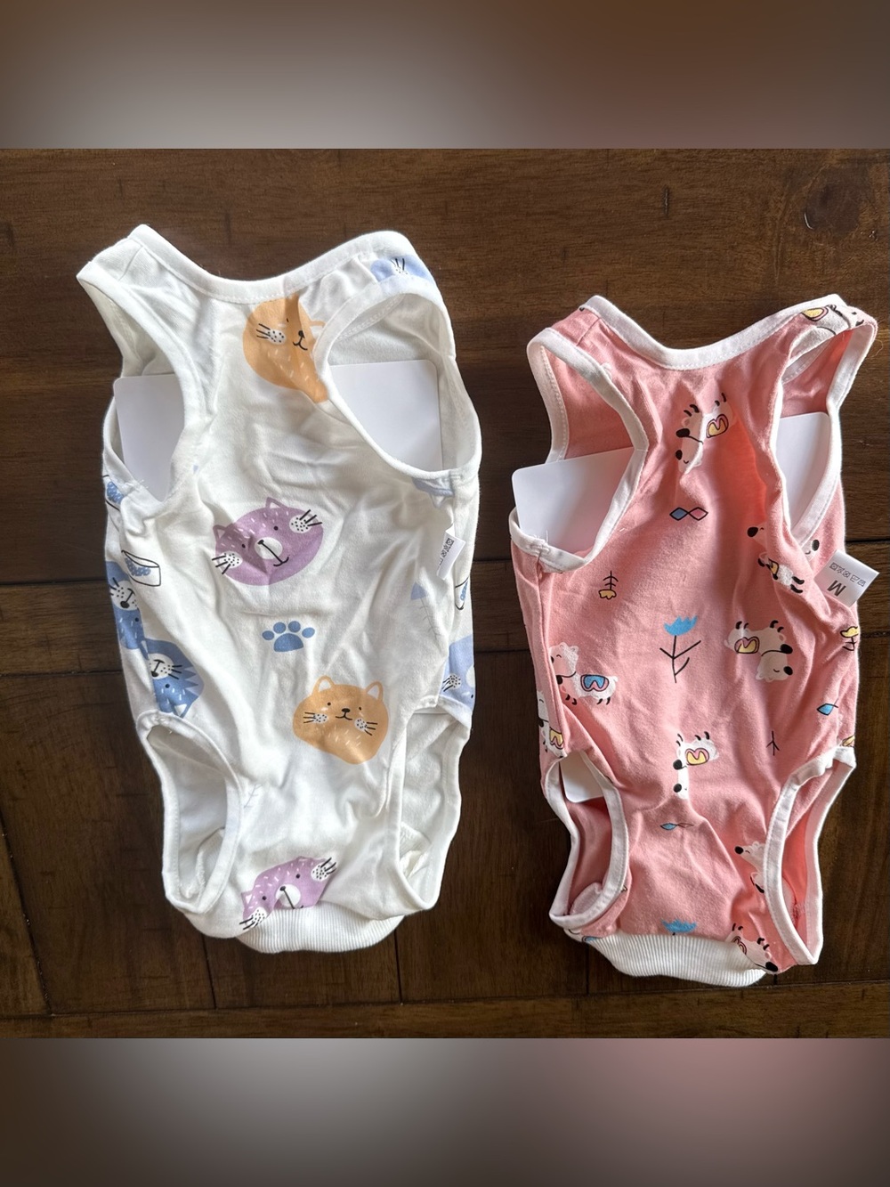 NWT ANWA 2 Pack Cat Recovery Suit Onesie Spay Surgery Pink White M